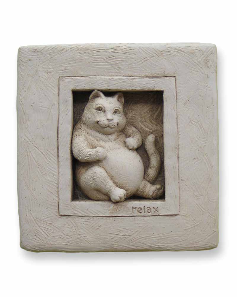 Carruth Studio - Cast Stone Wall Hanging - 'Purrfectly Relaxed' #1200A