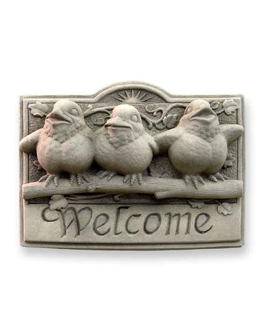 Carruth Studio - Cast Stone Wall Hanging - 'Sunshine Birds Welcome Plaque' #133A