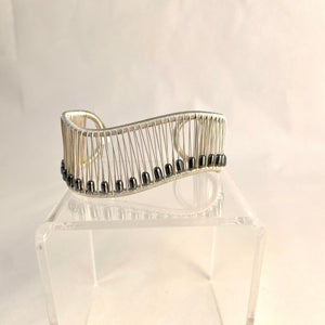 Acton - Cuff - Wave - Sterling Silver Wire with Hematite