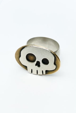 Amuck Design - Ring - Horizontal Oval Brass Skull - Size 11