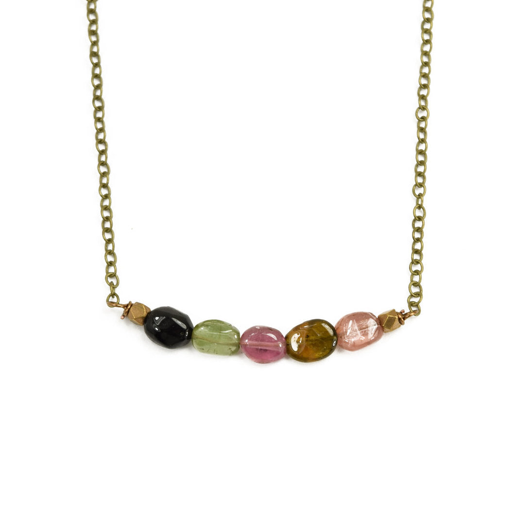 Edgy Petal - Necklace - "Mellow Rainbow" - Watermelon Tourmaline