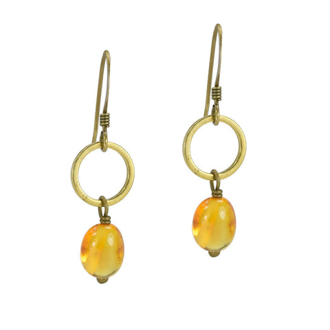 Edgy Petal - Earrings - Honey Baltic Amber Circle