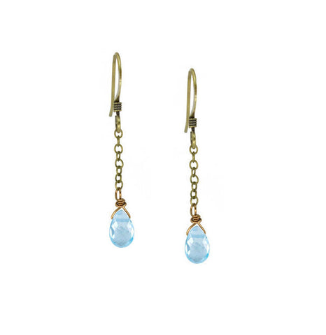 Edgy Petal - Earrings - Mini Dainty Chain (Blue Topaz)