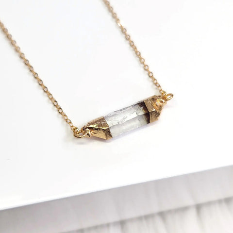 Edgy Petal - Necklace - Horizontal Quartz Crystal #LUX-9