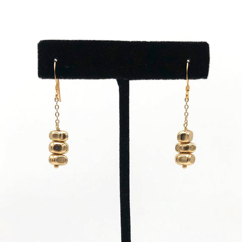 Edgy Petal - Earrings - Triple Gold Nugget Chain #LUX-44