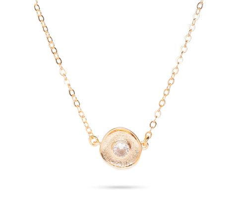 Edgy Petal - Necklace - Gold-Plated Round Organic Pendant #LUX-26