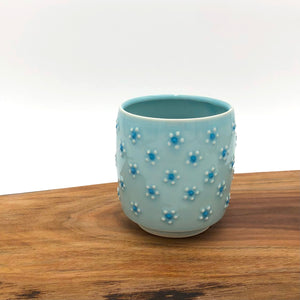 Egitto - Cup w/ Angled Foot - Light Blue w/ Raised Flowers - 36