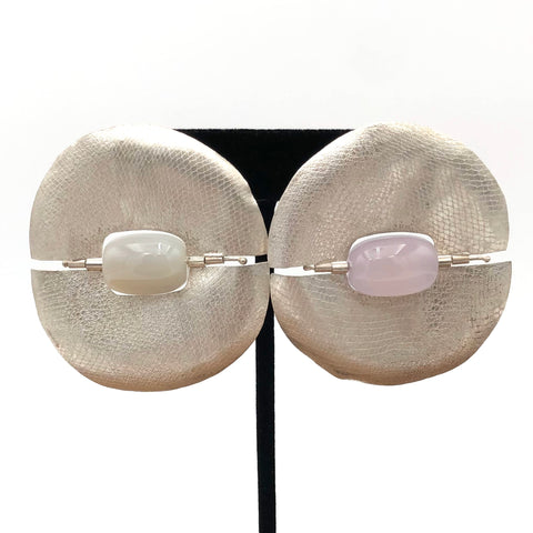 Ekaterina Korzh - Earrings - Silver Circle with Agate Bead