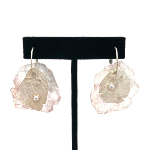 Ekaterina Korzh - Earrings - Silver, Pearl, Mica Plates