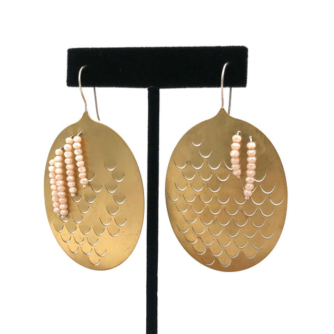 Ekaterina Korzh - Earrings - Brass Fish Scale and Beads