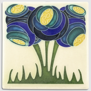 Motawi Tileworks - 6"x 6" Tile - 'Zoom Blooms' (Blue)