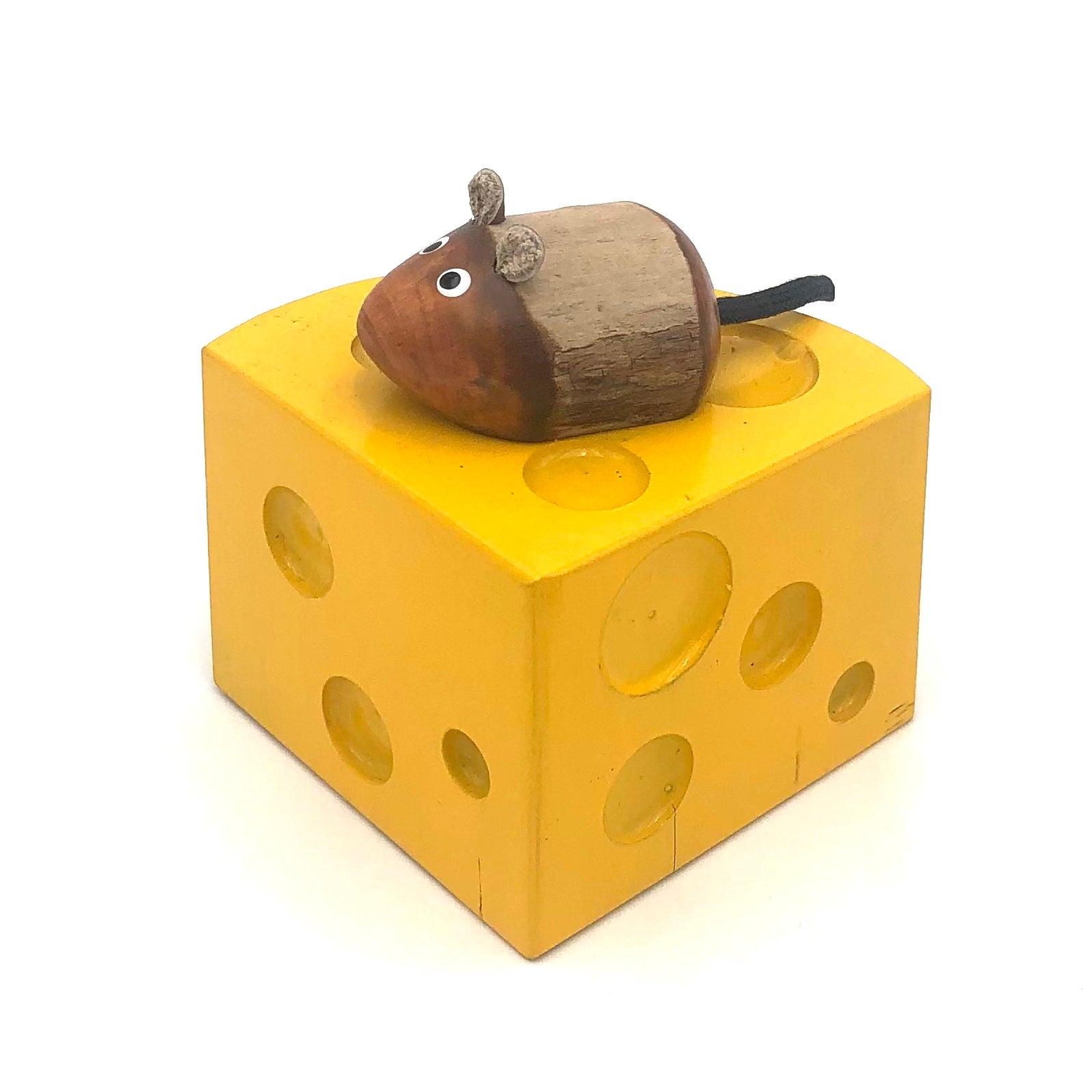 Rarebirds - Wooden Sculpture - Mouse on Cheese