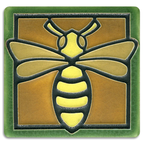 Motawi Tileworks - 4"x 4" Tile - 'Bee' (Green) #4431