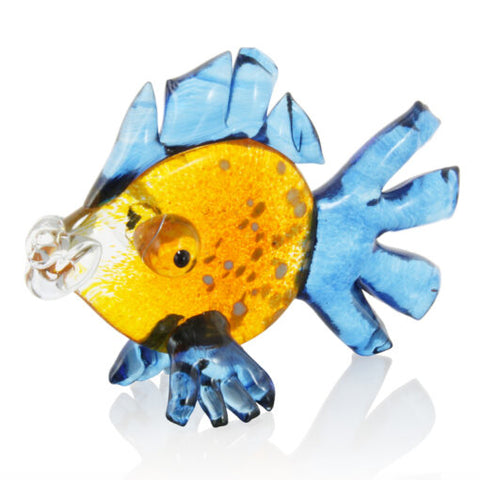 Catherine Labonte - Colored Glass Sculpture - Big Fish (Orange & Blue)