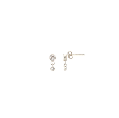 Kris Nations - Earrings - Double Crystal Swing Studs (Silver) #E754-CRYS-S