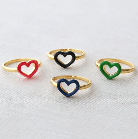 Kris Nations - Ring - Enamel Heart Outline (Red) #R293-G-RED