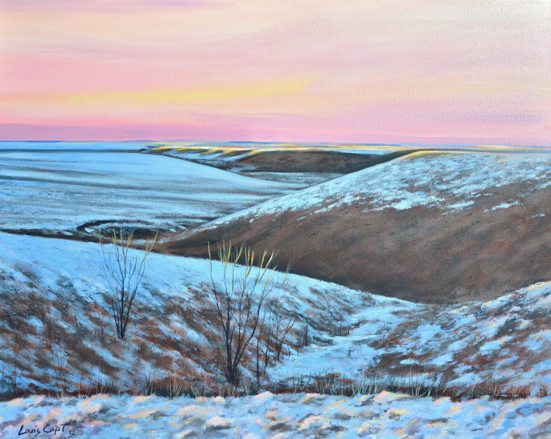 Copt FF - "Winter Color in the Flint Hills" - Framed 24" x 30" Oil on Canvas