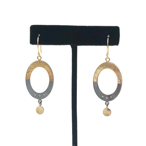 Jacob Keleher Jewelry - Earrings - Oxidized Sterling Silver & 18K Gold 'Orbit' (Diamond) #BGE126