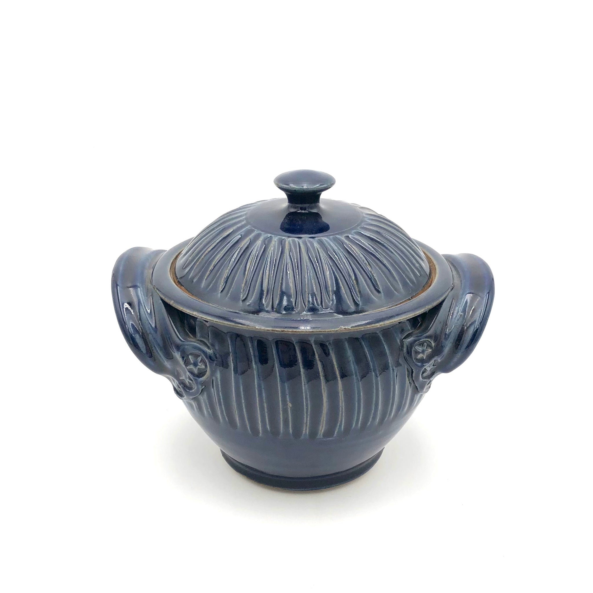 Coburn -   Small Lidded Casserole #1 - Bean Pot (Fluted Dark Blue)