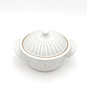 Coburn -   Small Lidded Casserole #3 - Mini Pot with Handles (Fluted White)