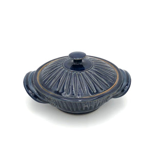 Coburn -   Small Lidded Casserole #2 - Flat Pot (Fluted Dark Blue)