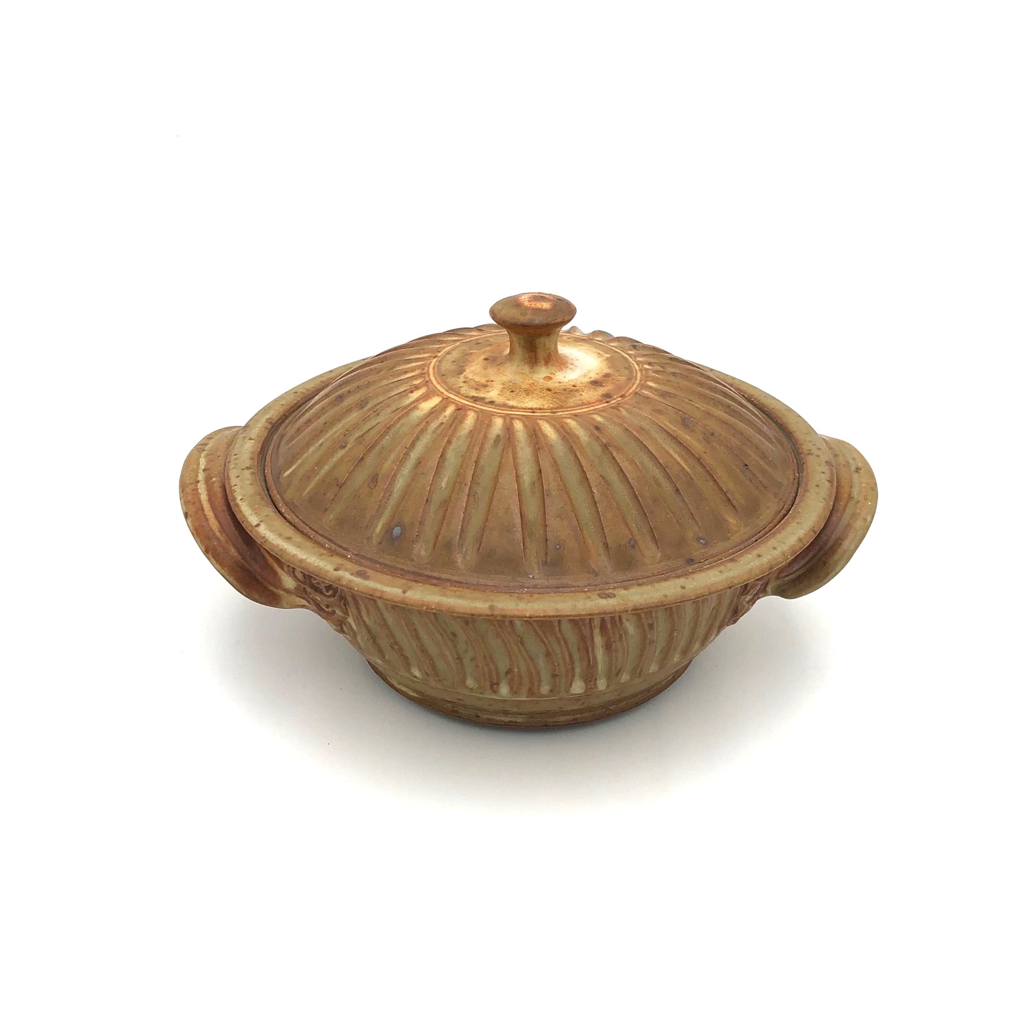 Coburn -   Small Lidded Casserole #2 - Flat Pot (Fluted Tan)