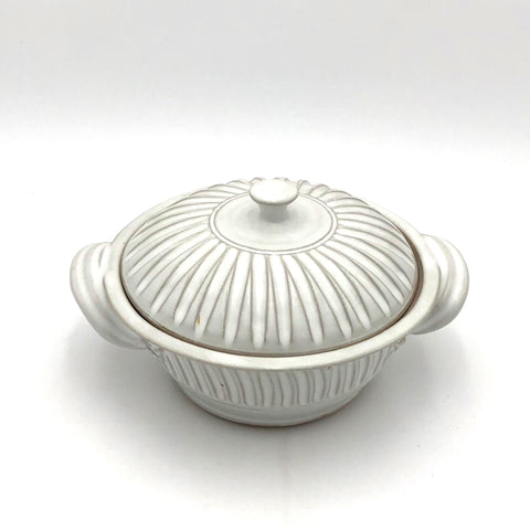 Coburn -   Small Lidded Casserole #2 - Flat Pot (Fluted White)