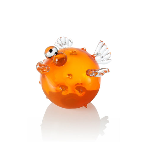 Catherine Labonte - Colored Glass Sculpture - Pufferfish (Orange) #2