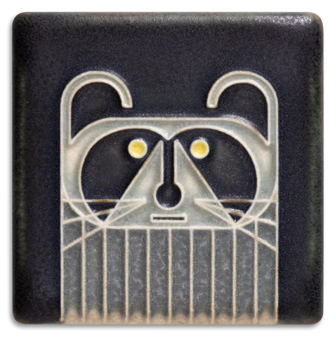 Motawi Tileworks - 3"x 3" Tile - 'Raccoon' (Black) #3378