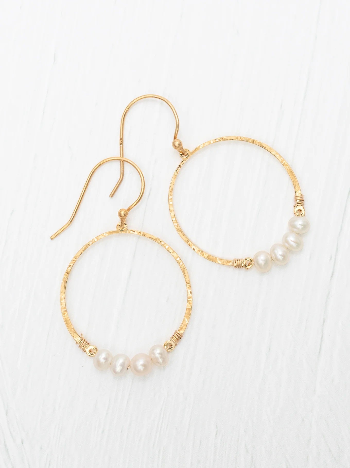 Holly Yashi - Earrings - 'Rosa' Hoops (Gold/White)