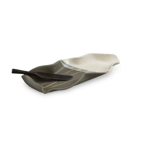 Hilborn Pottery - Stick Butter Dish (Grey & White)