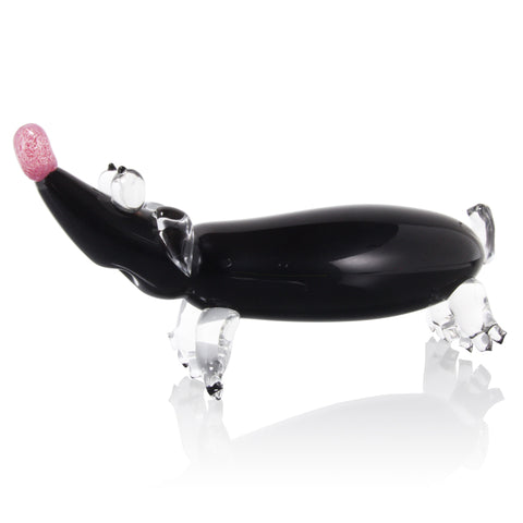 Catherine Labonte - Colored Glass Sculpture - Weiner Dog (Black) #5